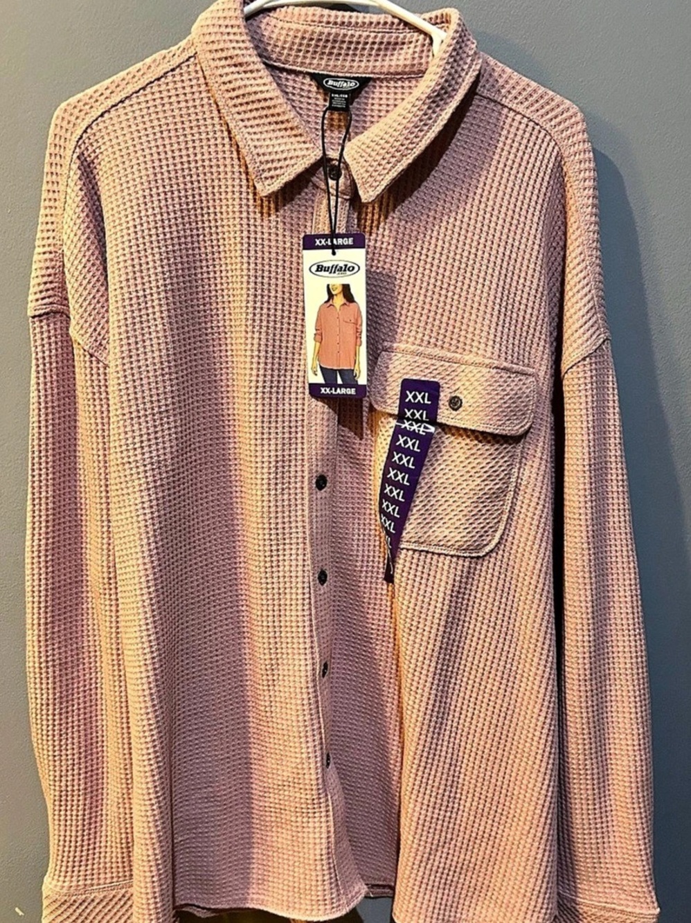 Buffalo Textured Button Down in Pink XXL NWT